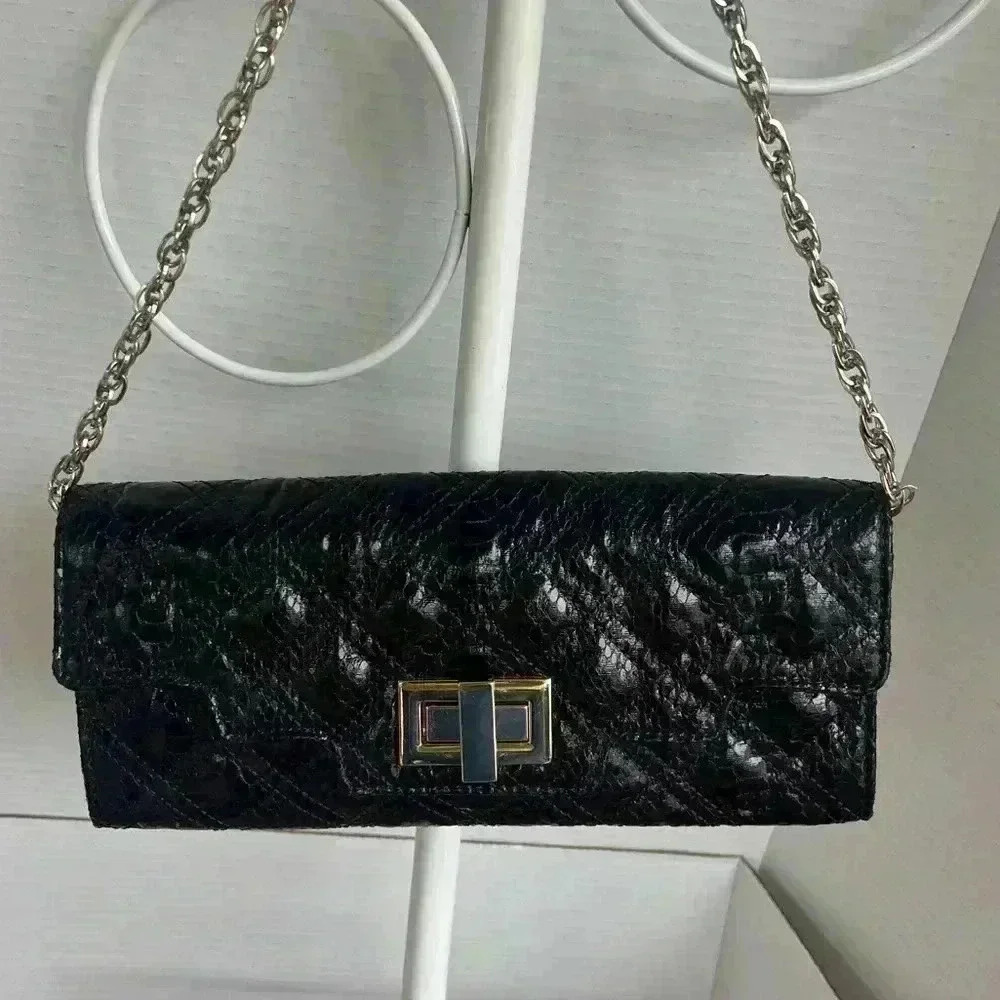 Sondra Roberts Clutch w/ Chain Strap Black… - Picture 2 of 8